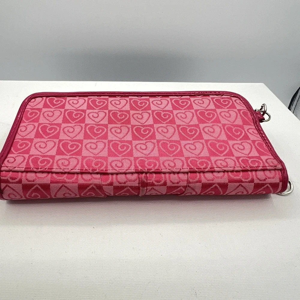 Wristlet Pink Heart Wallet W/Check Book Holder‎ Pink Patent Leather Accents